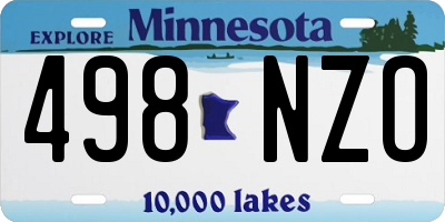 MN license plate 498NZO