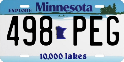 MN license plate 498PEG