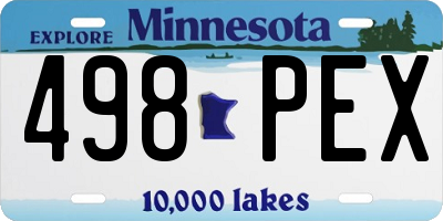 MN license plate 498PEX