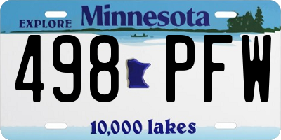 MN license plate 498PFW