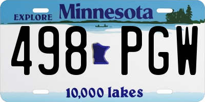 MN license plate 498PGW