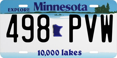 MN license plate 498PVW