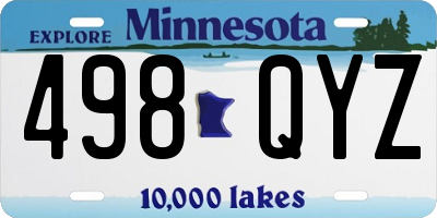 MN license plate 498QYZ
