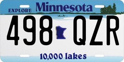 MN license plate 498QZR