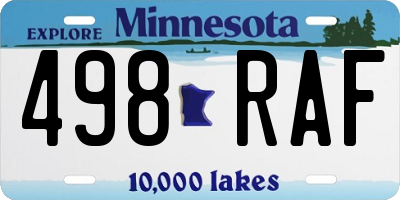 MN license plate 498RAF