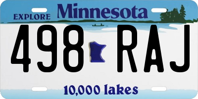 MN license plate 498RAJ