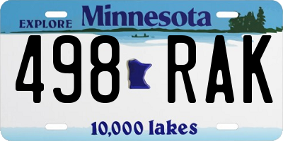 MN license plate 498RAK