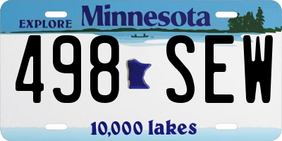 MN license plate 498SEW