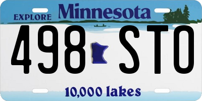 MN license plate 498STO