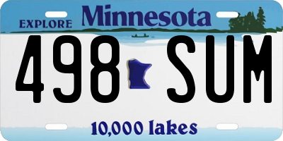 MN license plate 498SUM