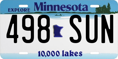 MN license plate 498SUN
