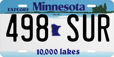 MN license plate 498SUR