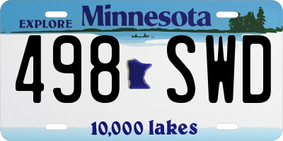 MN license plate 498SWD