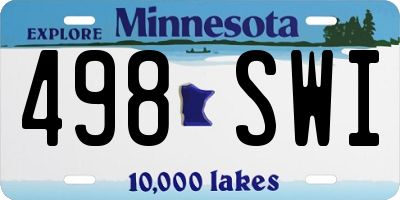 MN license plate 498SWI