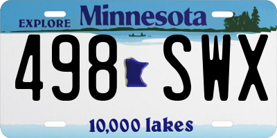MN license plate 498SWX