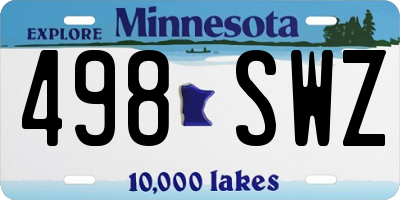 MN license plate 498SWZ