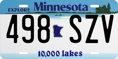 MN license plate 498SZV