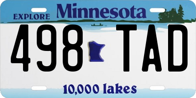 MN license plate 498TAD