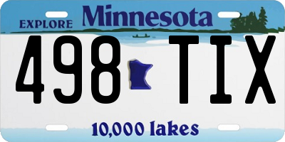 MN license plate 498TIX