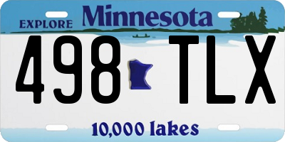 MN license plate 498TLX