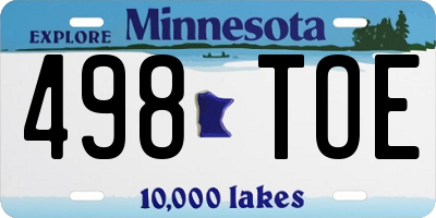 MN license plate 498TOE