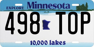 MN license plate 498TOP
