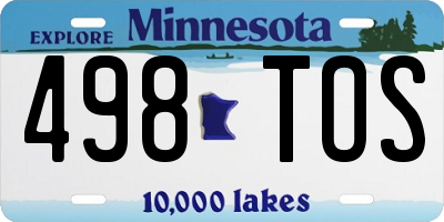 MN license plate 498TOS