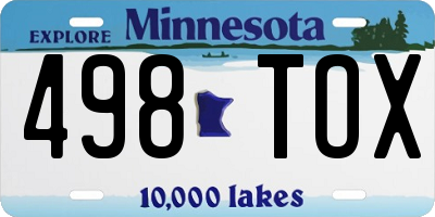 MN license plate 498TOX