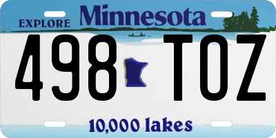 MN license plate 498TOZ