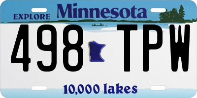 MN license plate 498TPW