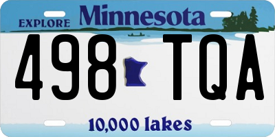 MN license plate 498TQA