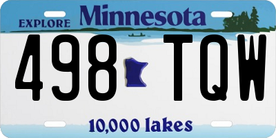 MN license plate 498TQW