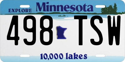 MN license plate 498TSW