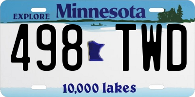 MN license plate 498TWD