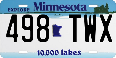 MN license plate 498TWX