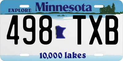 MN license plate 498TXB