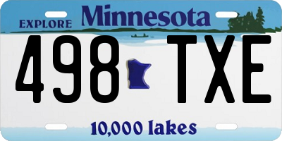 MN license plate 498TXE