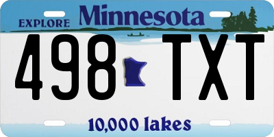 MN license plate 498TXT