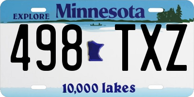 MN license plate 498TXZ