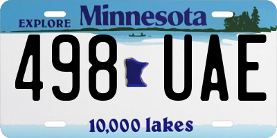 MN license plate 498UAE