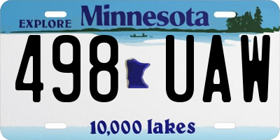 MN license plate 498UAW
