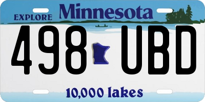MN license plate 498UBD