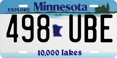 MN license plate 498UBE