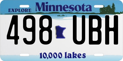 MN license plate 498UBH