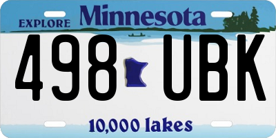 MN license plate 498UBK