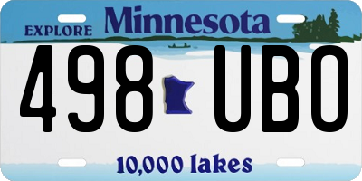 MN license plate 498UBO