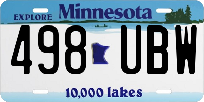 MN license plate 498UBW