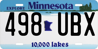 MN license plate 498UBX