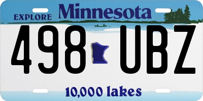MN license plate 498UBZ
