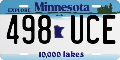 MN license plate 498UCE